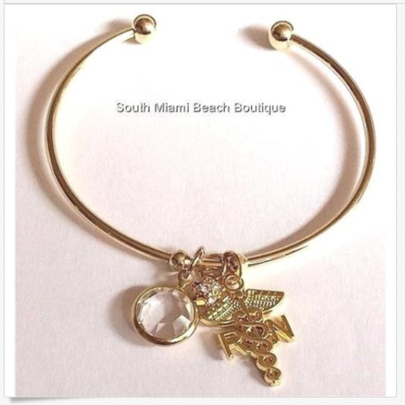 RN Nurse Charm Bracelet Caduceus Nursing Swarovski - Picture 5 of 7